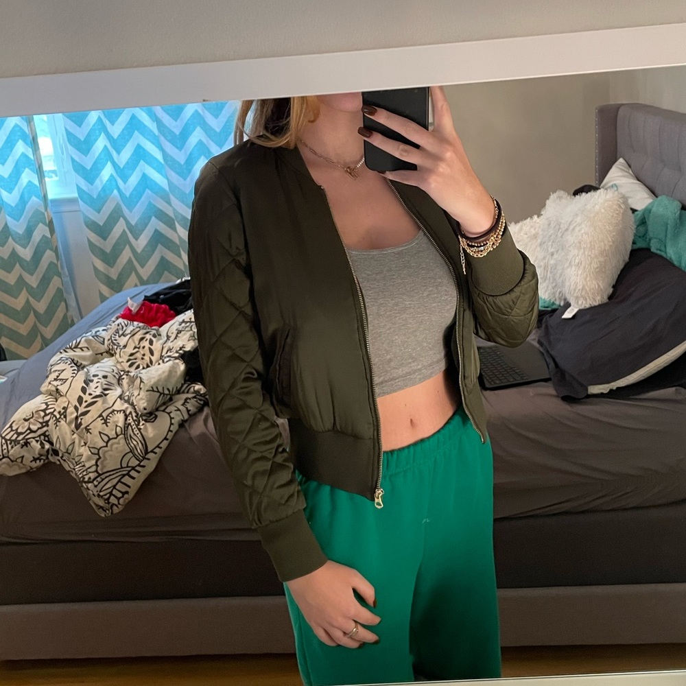 Camo green bomber jacket
